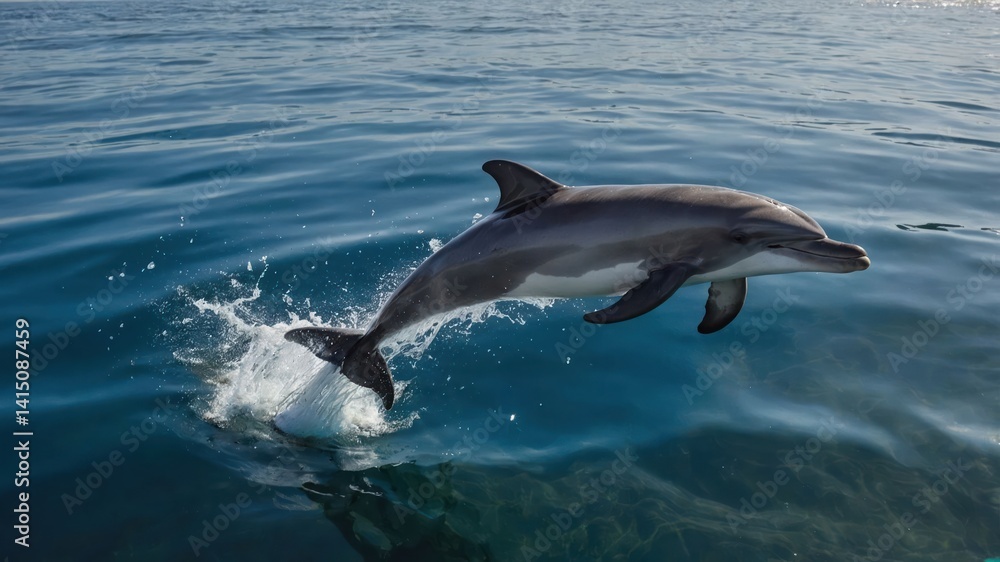 Fototapeta premium Dolphin Jumping Out of the Ocean Water