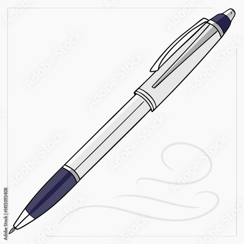 Detailed Vector Illustration Of A Modern Ballpoint Pen Isolated On White