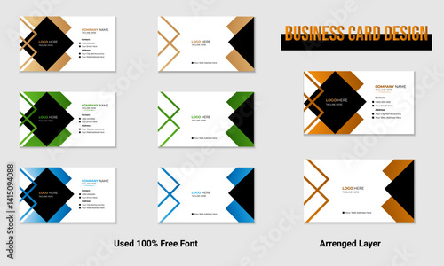 Creative,modern,  clean corporate business card layout and Set of 04 modern business card print and double-sided business card design template.Modern and simple business card design with broun, sky , 