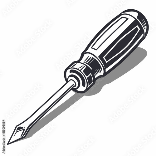 Monochrome Flathead Screwdriver Icon Tool For Construction And Repair Projects