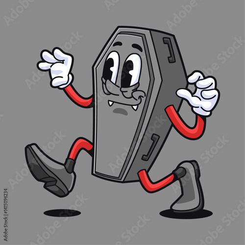 vintage cartoon coffin character