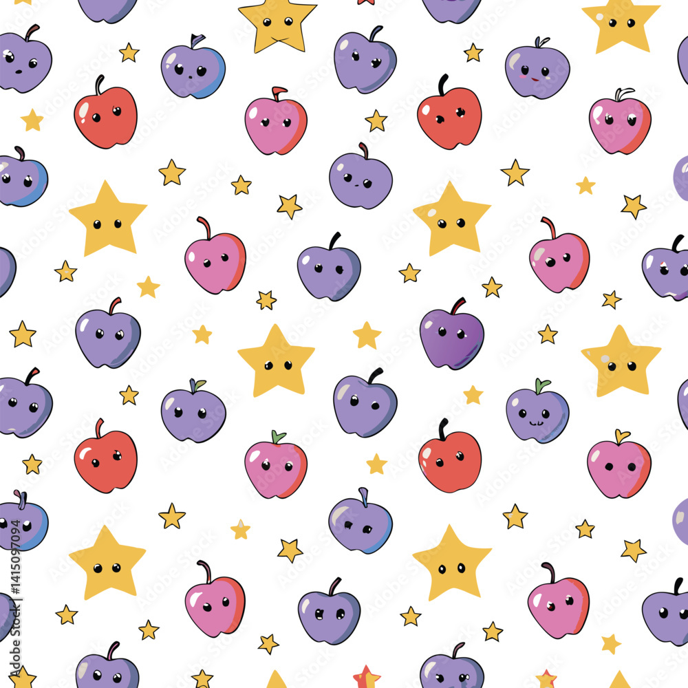 Cute Apples and Stars Pattern Cute Apples and Stars Pattern