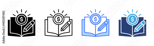 Financial Literacy icon sheet multiple style collection