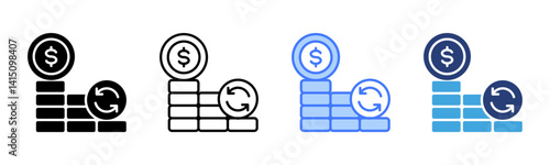 Cash Flow icon sheet multiple style collection