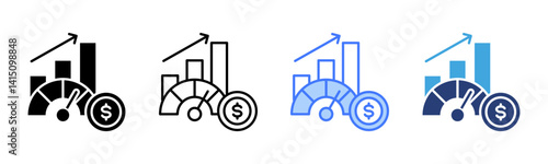 Economic Indicators icon sheet multiple style collection