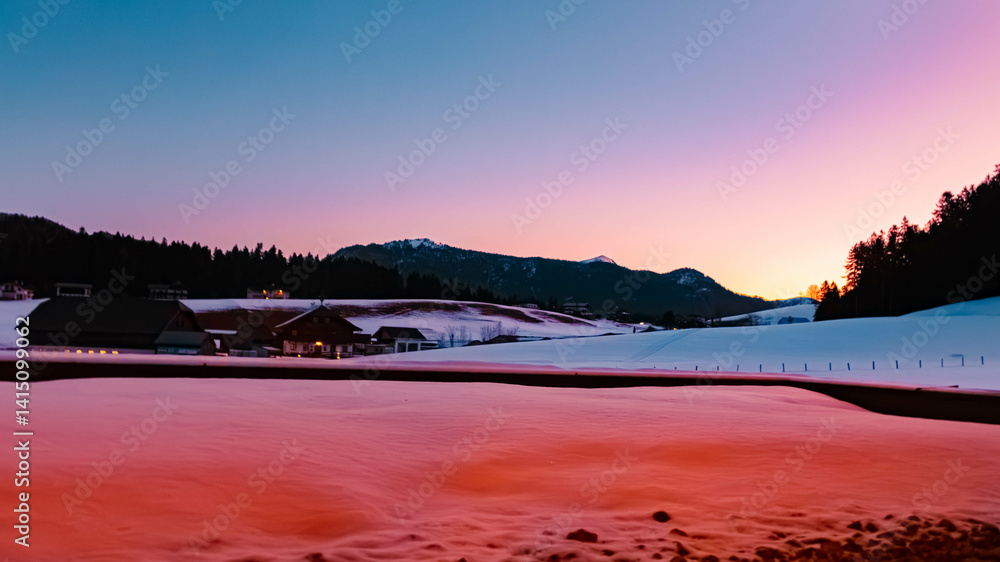 Alpine sunrise view at Abtenau, Salzkammergut, Salzburg, Austria