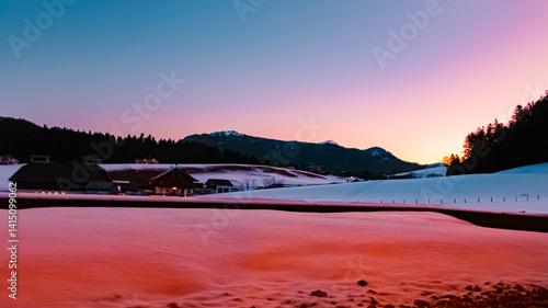 Obraz na płótnie Alpine sunrise view at Abtenau, Salzkammergut, Salzburg, Austria w salonie