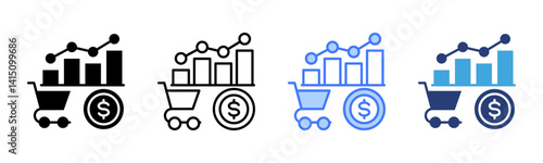 Market Trends icon sheet multiple style collection