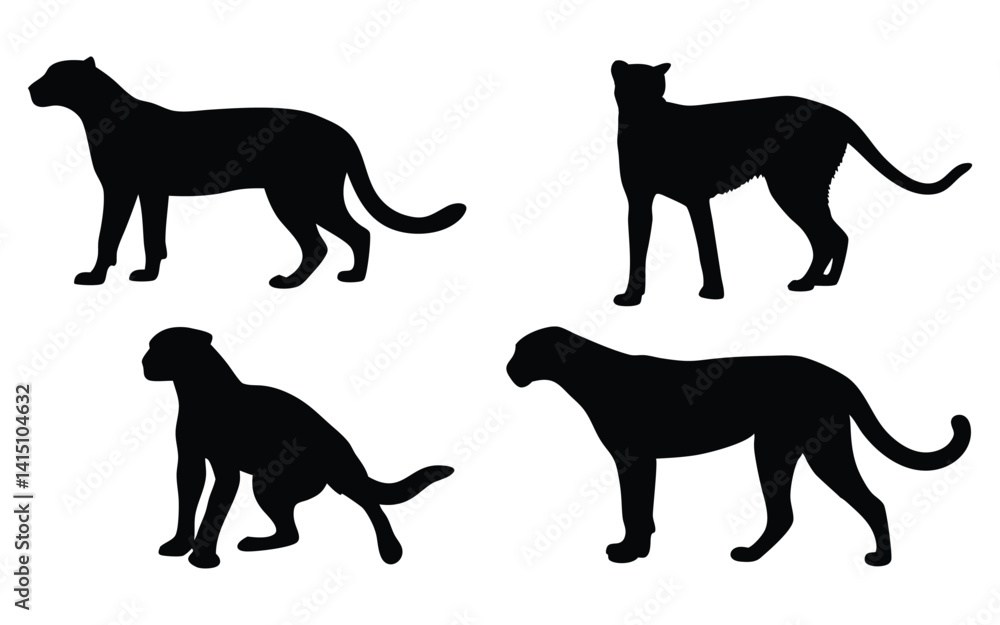 Cheetah vector silhouette set