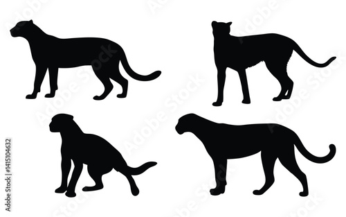 Cheetah vector silhouette set