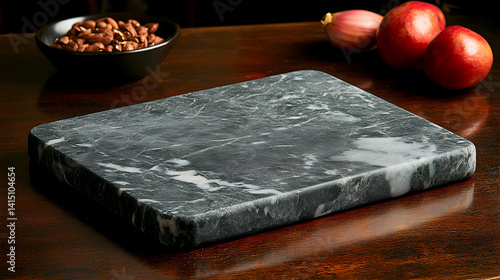 Dark gray marble cutting board, featuring natural veining
