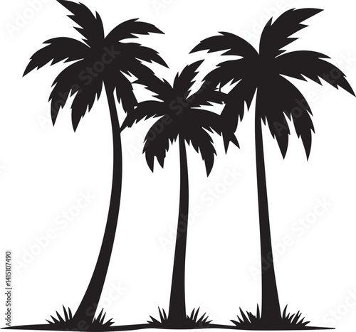 palm trees silhouettes set