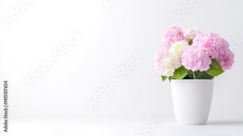 Wallpaper Mural Soft pink and white hydrangea in a simple white pot Torontodigital.ca