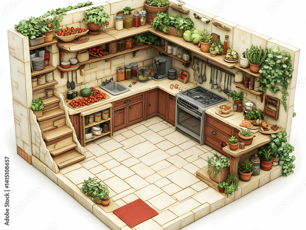 Fototapeta premium Small, Cozy Kitchen