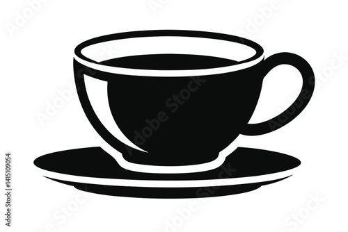 Minimal Coffee Cup Silhouette Vector – Elegant Tea cup Icon 