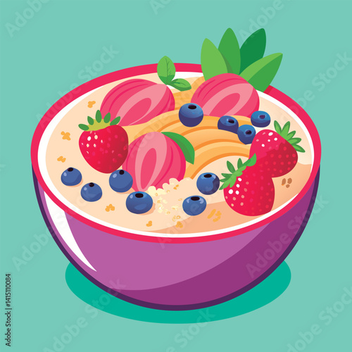 Colorful bowl of healthy breakfast.