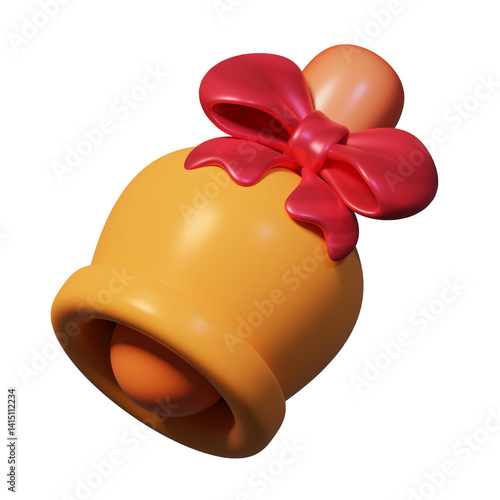 Wallpaper Mural 3D Icon Illustration of Golden Bell with Bow Torontodigital.ca