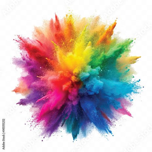 realistic holli festival colour explosion isolated on white background