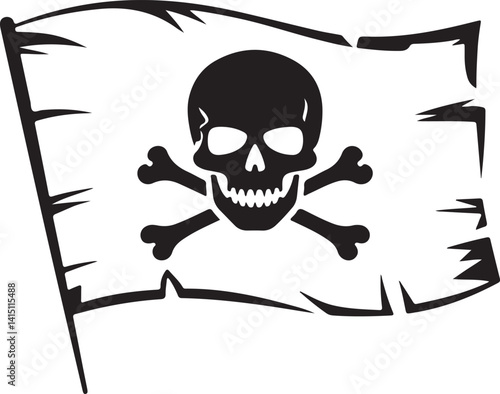 Pirate flag with skull and cross bones vector