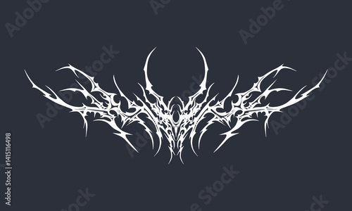 Tribal clip art tattoo sigilism t shirt design poster element vector sticker metal core brutalism street art style hardcore symbol editable