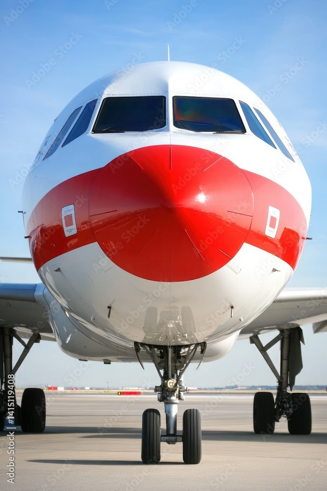 Airplane nose, red and white livery Airplane nose, red and white livery
