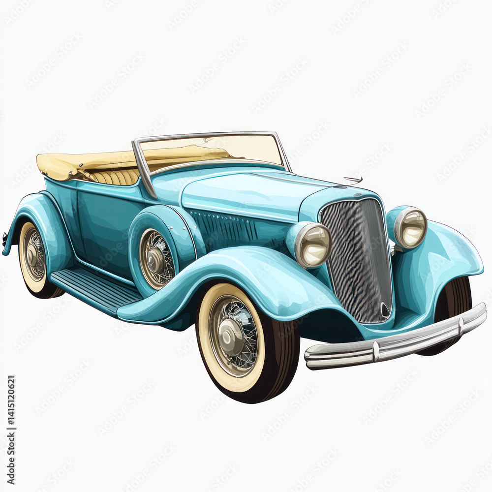 retro car isolated on white