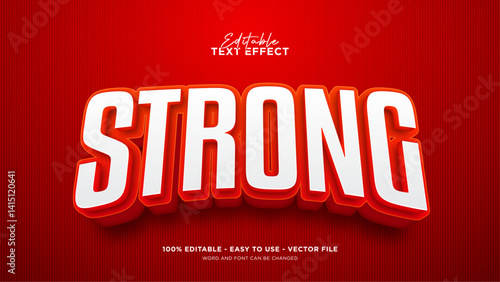 Editable red 3d text effect. strong text style effect