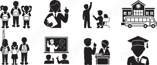  Vector business silhouettes showing presentation, reporting, and group discussions. Ideal for corporate communication, business training, and professional settings.