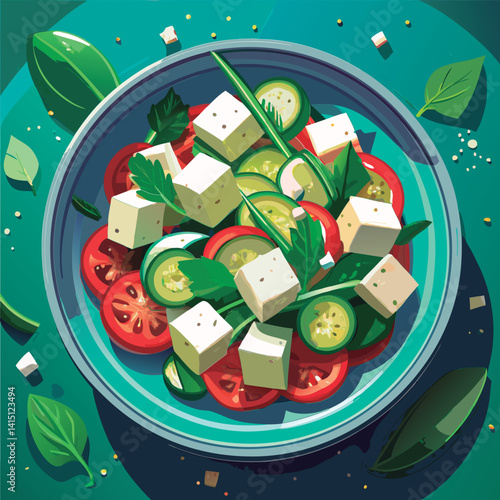 Delicious Greek salad with feta.