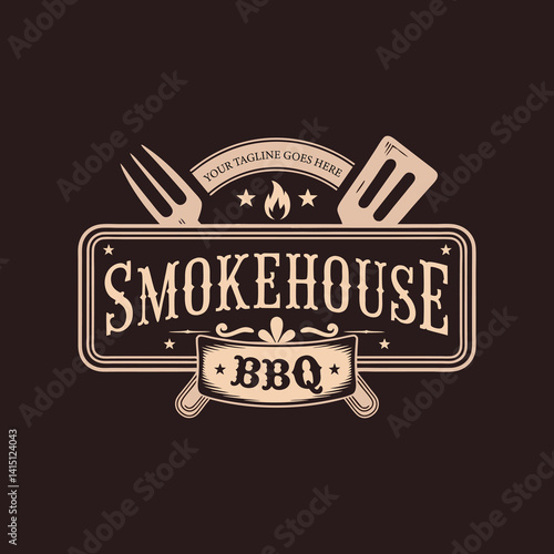 smokehouse bbq vintage logo