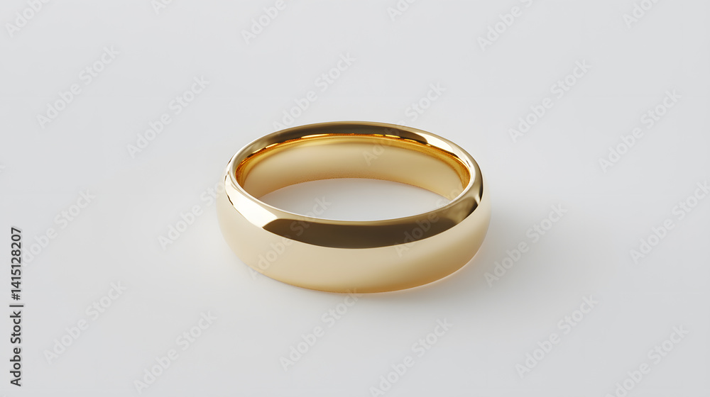 single gold wedding ring with smooth polished finish on white background single gold wedding ring with smooth polished finish on white background