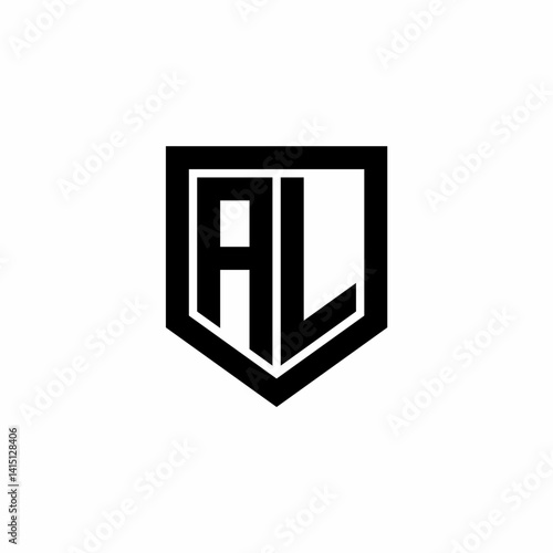 Initial monogram logo design AL isolated frame shield vector