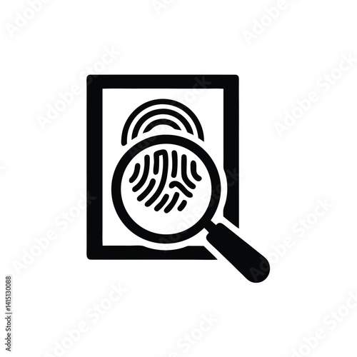 Fingerprint Under Magnifying Glass Icon on Transparent Background Design