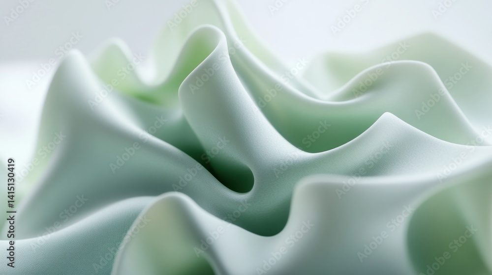 Obraz premium Abstract swirls of pale mint green frosting.