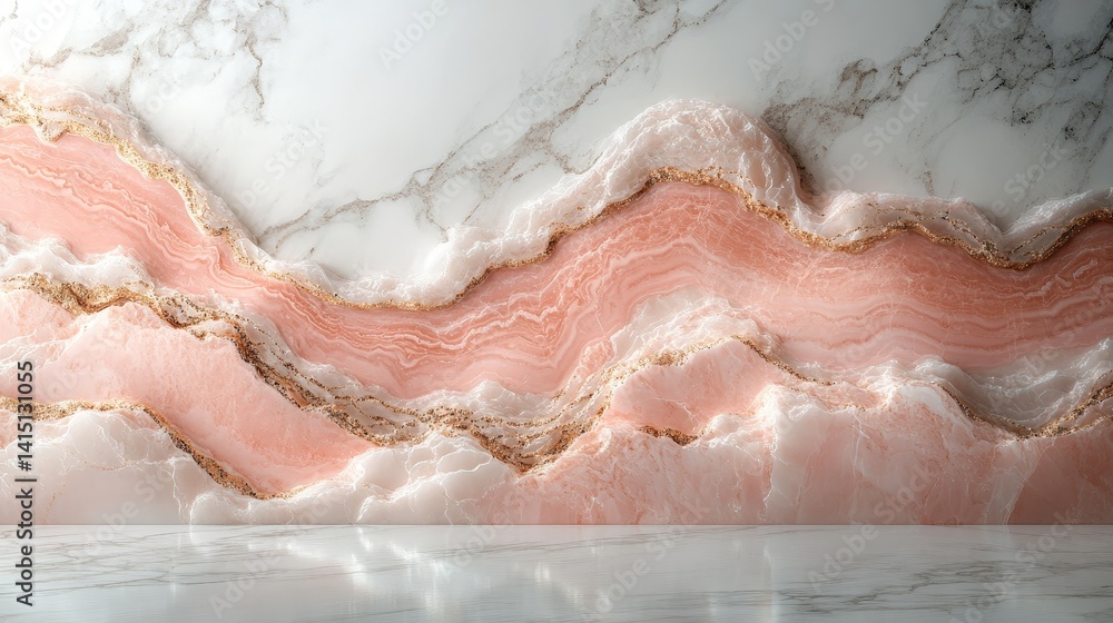 Fototapeta premium Elegant Pink Marble Background with Luxurious Veins and Polished Texture
