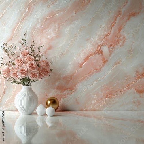 Elegant Pink Marble Background with Luxurious Veins and Polished Texture