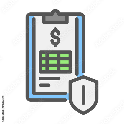 insurance filled outline icon. clipboard color line illustration.