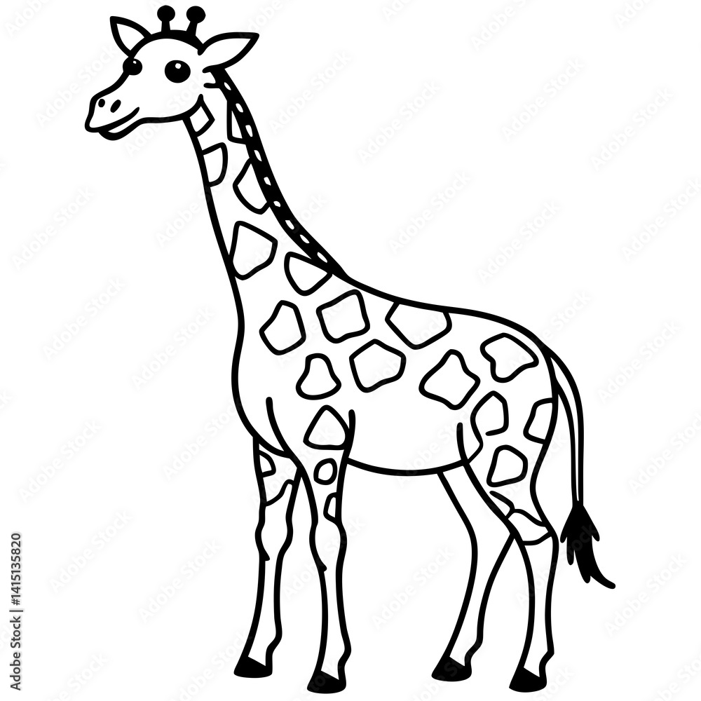 Minimal Giraffe Line Art – Black on White Vector Minimal Giraffe Line Art – Black on White Vector