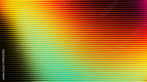 Ribbed fractal glass texture with vibrant gradient of warm summer tones and bright smooth fluted horizontal lines. Bold dynamic design blending warm and vivid radiant colors for modern visual project