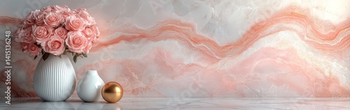 Elegant Pink Marble Background with Luxurious Veins and Polished Texture
