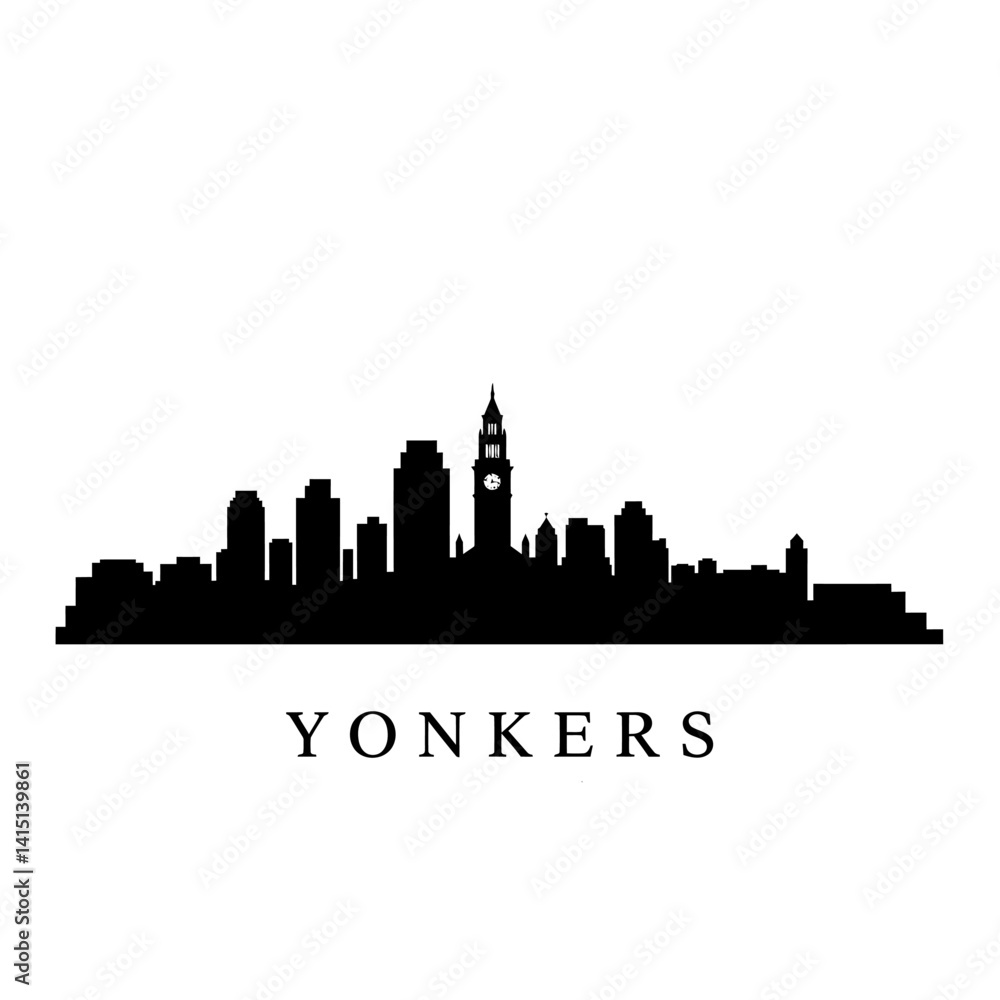 Yonkers Skyline Black Vector Silhouette. Yonkers Skyline Black Vector Silhouette.