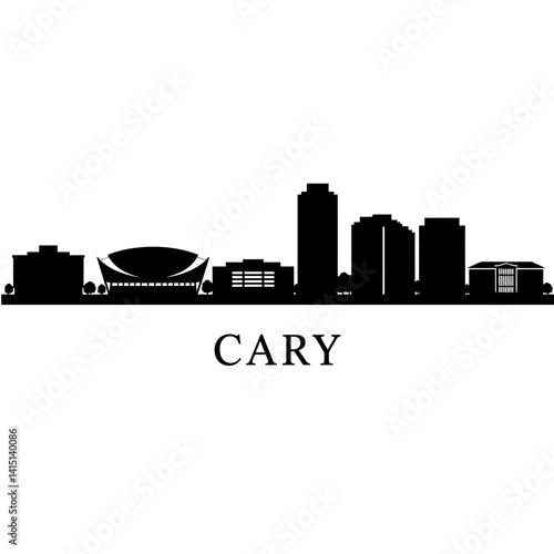 Cary NC Skyline Silhouette. (1)