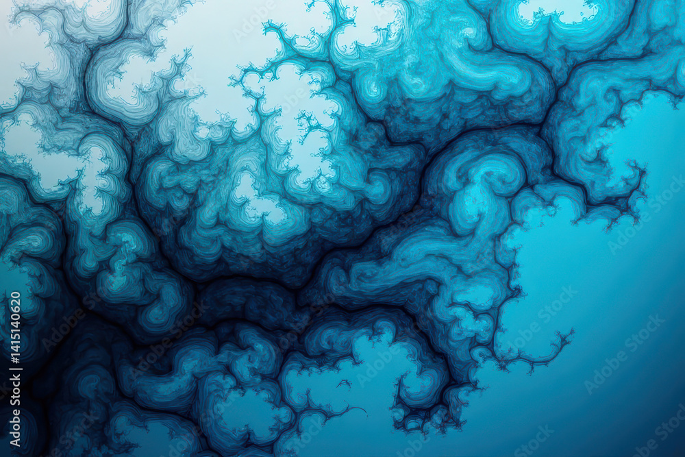 Obraz premium Mesmerizing Ink in Water: Cyan and Ash Dance in Dreamlike Patterns