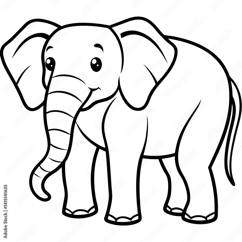 Elegant Elephant – Line Art Vector Elegant Elephant – Line Art Vector