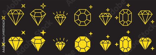 Diamond icon. Diamond, gemstone, jewelry, crystal with sparkle. Vector illustration