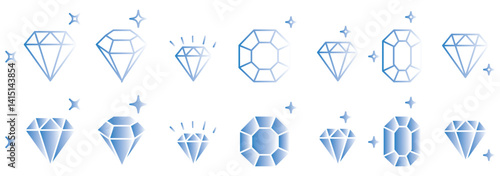 Diamond icon. Diamond, gemstone, jewelry, crystal with sparkle. Vector illustration