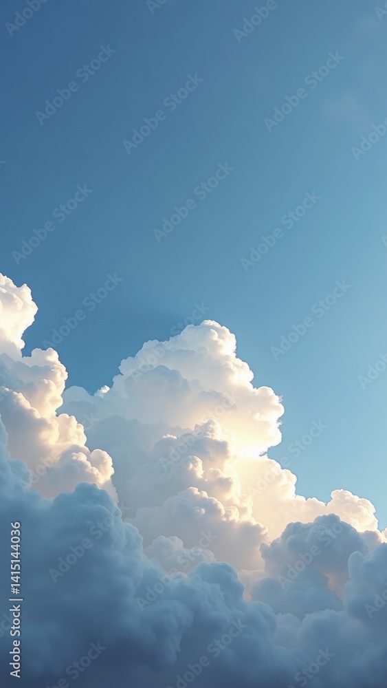 The sky is blue with a few clouds scattered throughout. The clouds are white and fluffy, giving the sky a peaceful and serene atmosphere