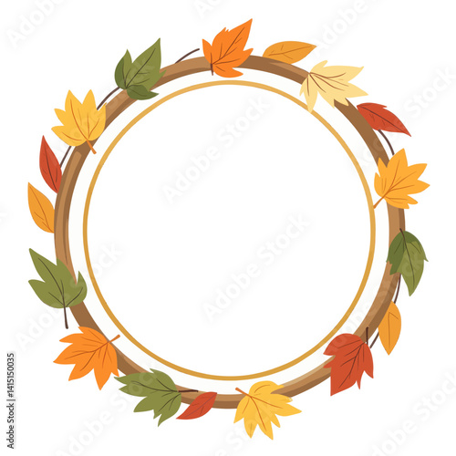 Autumn Leaves Wreath Frame with Brown and Gold Accents