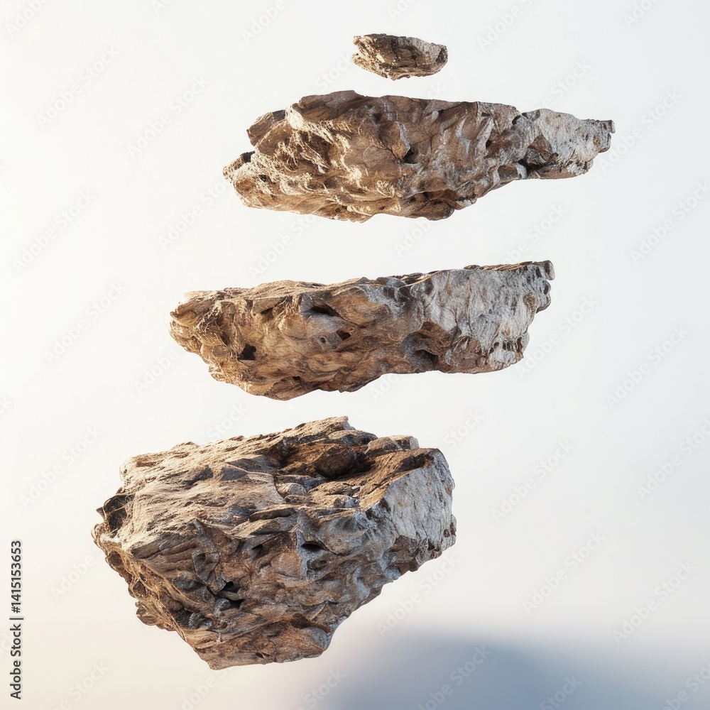Floating rocks, surreal scene Floating rocks, surreal scene