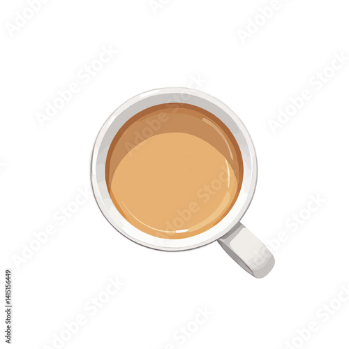 Top-down view of a white mug filled with tea
